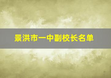 景洪市一中副校长名单