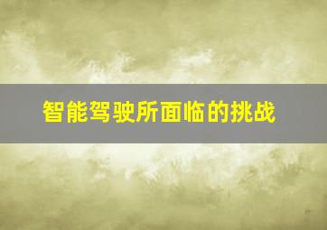 智能驾驶所面临的挑战