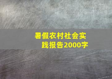 暑假农村社会实践报告2000字