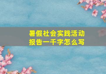 暑假社会实践活动报告一千字怎么写