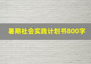 暑期社会实践计划书800字