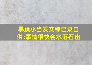 暴躁小当发文称已录口供:事情很快会水落石出