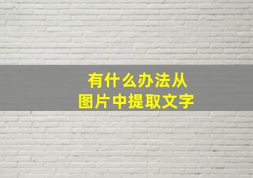 有什么办法从图片中提取文字