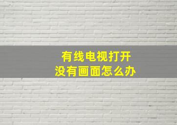 有线电视打开没有画面怎么办