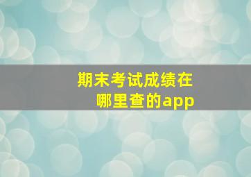 期末考试成绩在哪里查的app