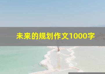 未来的规划作文1000字