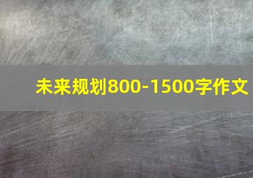 未来规划800-1500字作文