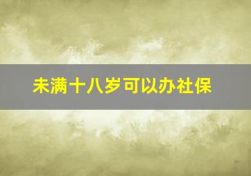 未满十八岁可以办社保