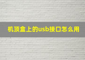 机顶盒上的usb接口怎么用