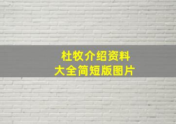 杜牧介绍资料大全简短版图片