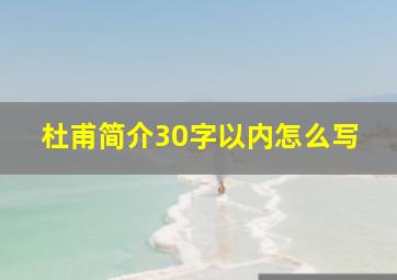 杜甫简介30字以内怎么写