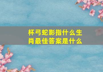 杯弓蛇影指什么生肖最佳答案是什么