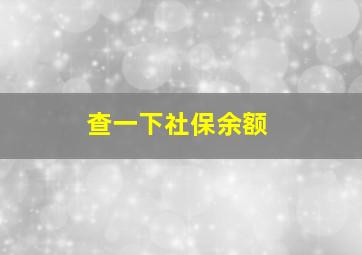 查一下社保余额