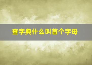 查字典什么叫首个字母