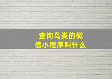 查询鸟类的微信小程序叫什么