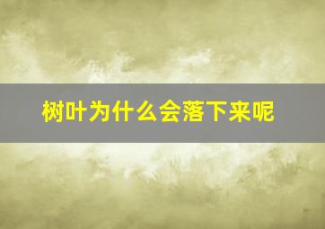 树叶为什么会落下来呢