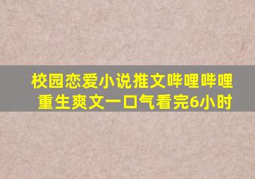 校园恋爱小说推文哔哩哔哩重生爽文一口气看完6小时