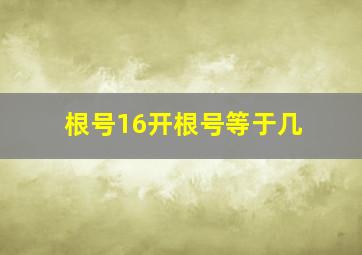 根号16开根号等于几