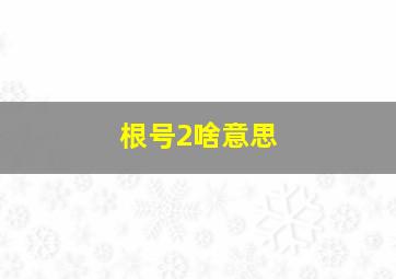 根号2啥意思