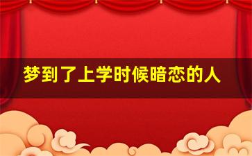 梦到了上学时候暗恋的人