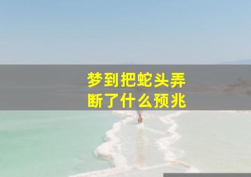 梦到把蛇头弄断了什么预兆