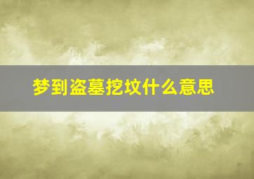 梦到盗墓挖坟什么意思