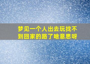 梦见一个人出去玩找不到回家的路了啥意思呀