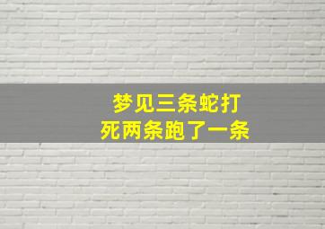 梦见三条蛇打死两条跑了一条