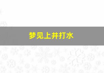 梦见上井打水