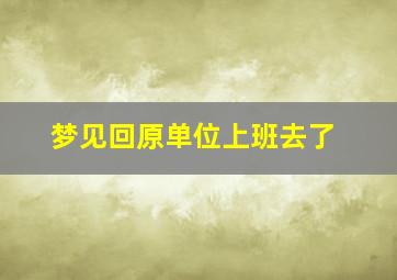 梦见回原单位上班去了