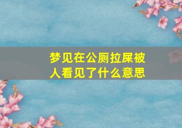 梦见在公厕拉屎被人看见了什么意思