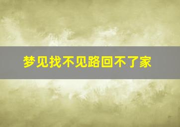 梦见找不见路回不了家