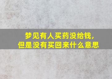 梦见有人买药没给钱,但是没有买回来什么意思