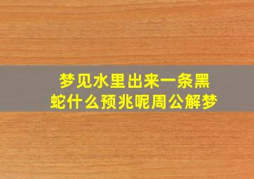 梦见水里出来一条黑蛇什么预兆呢周公解梦