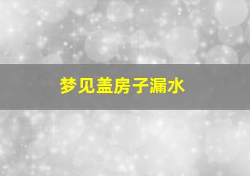 梦见盖房子漏水