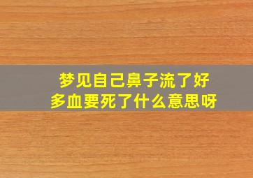 梦见自己鼻子流了好多血要死了什么意思呀