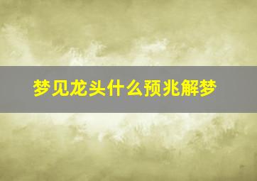 梦见龙头什么预兆解梦