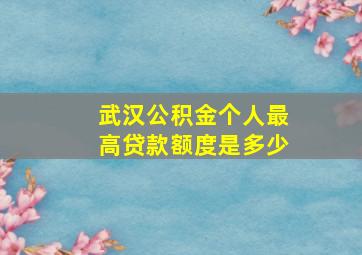 武汉公积金个人最高贷款额度是多少