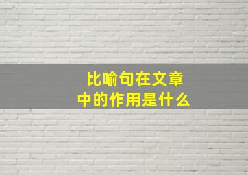 比喻句在文章中的作用是什么