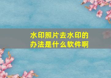 水印照片去水印的办法是什么软件啊