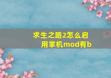 求生之路2怎么启用掌机mod有b