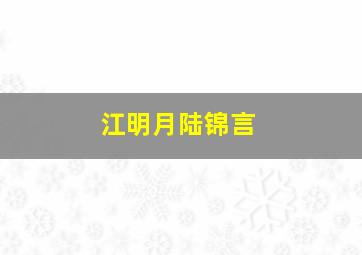 江明月陆锦言