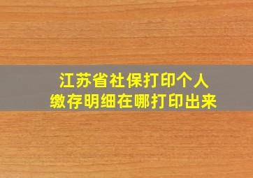 江苏省社保打印个人缴存明细在哪打印出来