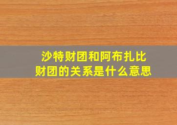 沙特财团和阿布扎比财团的关系是什么意思