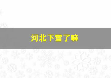 河北下雪了嘛