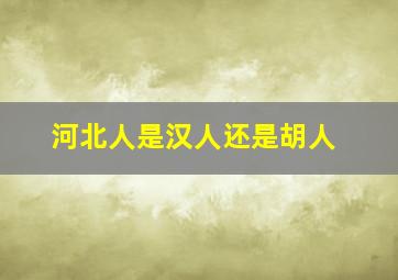 河北人是汉人还是胡人