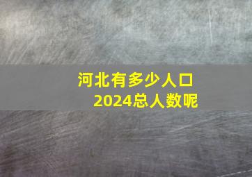 河北有多少人口2024总人数呢