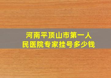 河南平顶山市第一人民医院专家挂号多少钱