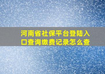 河南省社保平台登陆入口查询缴费记录怎么查