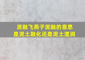 泥融飞燕子泥融的意思是泥土融化还是泥土湿润